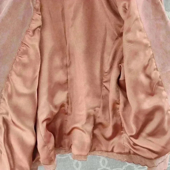 Terry Lewis Classic Luxuries Suede Leather Scallop Orange Rust Blazer PXS - Picture 3 of 9